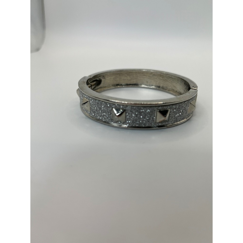 Michael Kors Bangle Bracelet Womens OS Silver Excellent Pave Crystal Studded